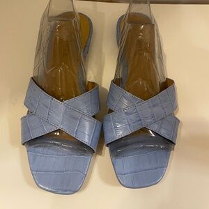 Talbots Light Blue Leather Slide-on Flip Flops Sandals Size 7 M